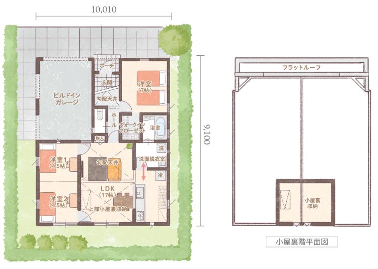 ガレージのある家 図面
